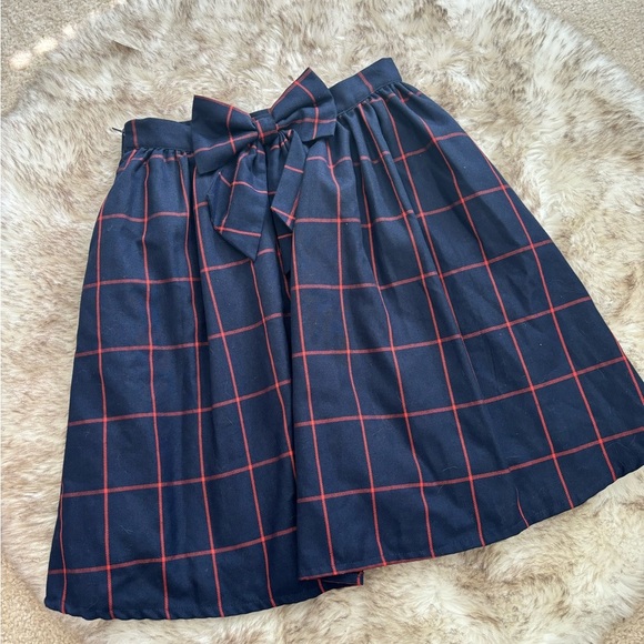 ModCloth Navy Red Plaid Bow Skirt - Picture 2 of 3